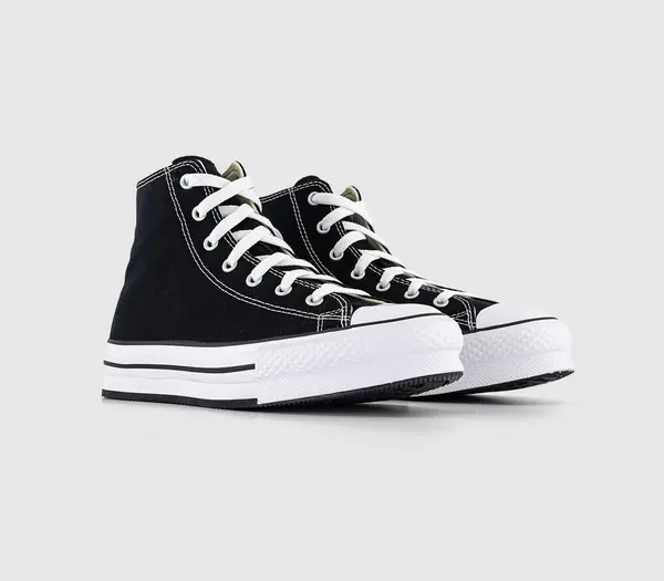 Image of Converse Kids All Star Eva Lift Hi Jnr Platform Trainers Black White, 4