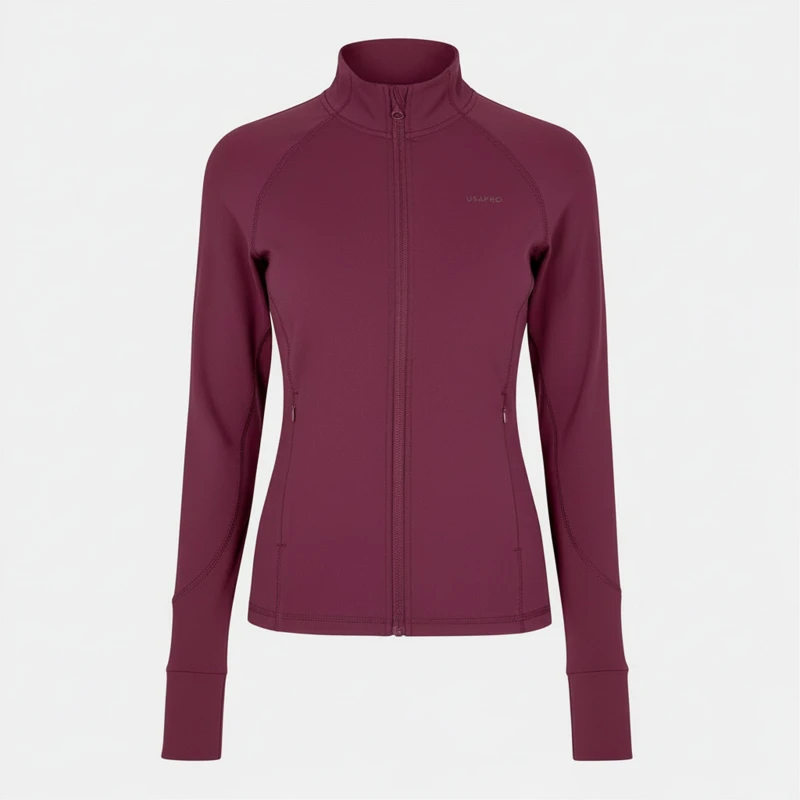 Image of USA Pro Womens Core Fitness Long Sleeve Slim Fit Performance Training Jacket Dark Cherry female 8 (36)