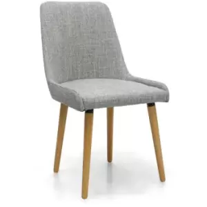 Image of Grey Dining Room Chair Set Upholstered Padded Ergonomic Seat Wooden Legs - Grey - Fwstyle