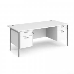 Image of Maestro 25 SL Straight Desk With 2 and 2 Drawer Pedestals 1800mm - sil