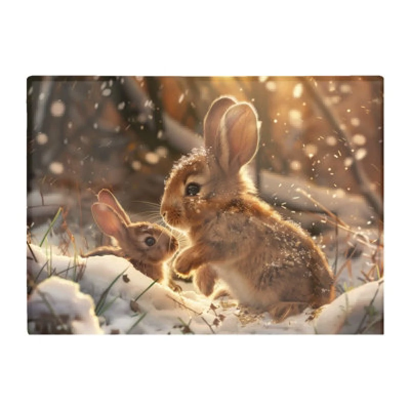 Image of Warren Reed Designer Winter Woodland Rabbits Chopping Board