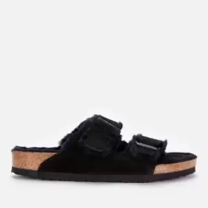 Image of Birkenstock Mens Arizona Shearling Double Strap Sandals - Black - UK 9.5