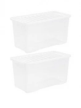 Image of Wham Set Of 2 Clear Crystal Plastic Storage Boxes
