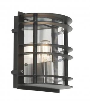 Image of 1 Light Outdoor Wall Light Black IP55, E27