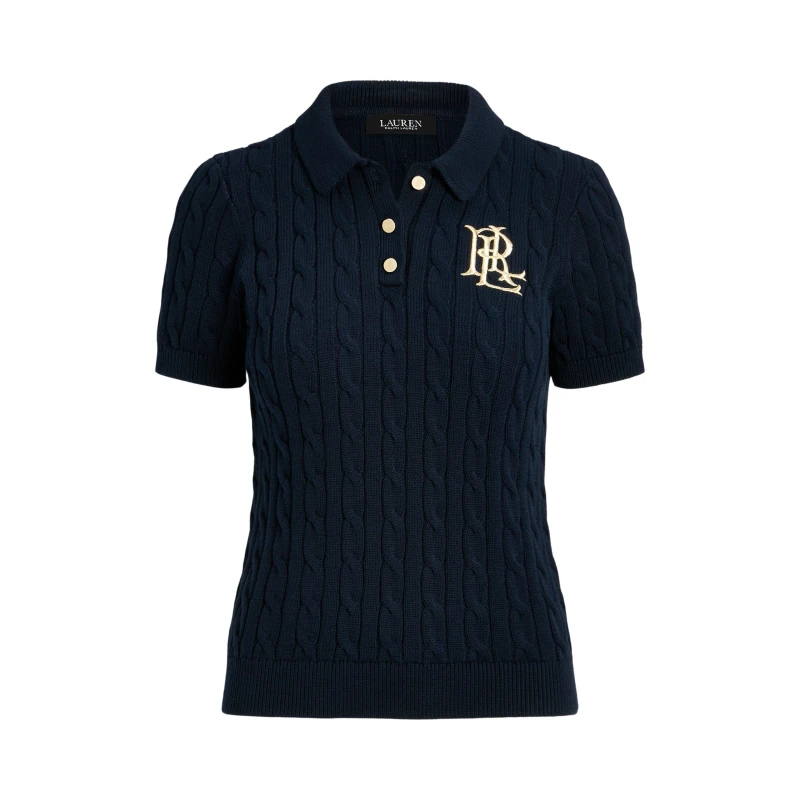 Image of Lauren by Ralph Lauren Womens Natrissa Plo Knitted Top Lauren Navy female 14 (L)