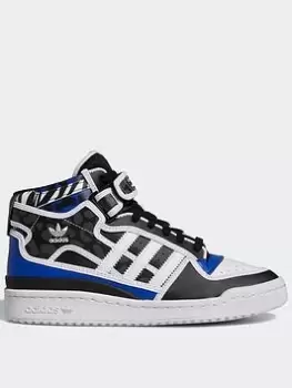 Image of adidas Originals Rich Mnisi Forum Mid Shoes, Blue/White, Size 3.5, Women