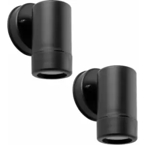 Image of Loops - 2 pack Outdoor IP44 Spot Downlight - Dimmable 7W GU10 LED - Black Wall Light