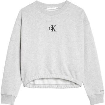 Image of Calvin Klein Jeans Calvin Logo Boxy Crew Neck Jumper - Grey PZ2