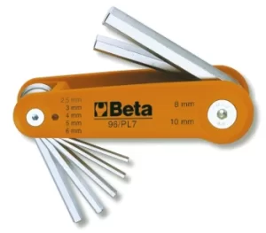 Image of Beta Tools 96 /BG7 7pc Offset Hexagon Key Set in Holder Chrome-plated |000960368