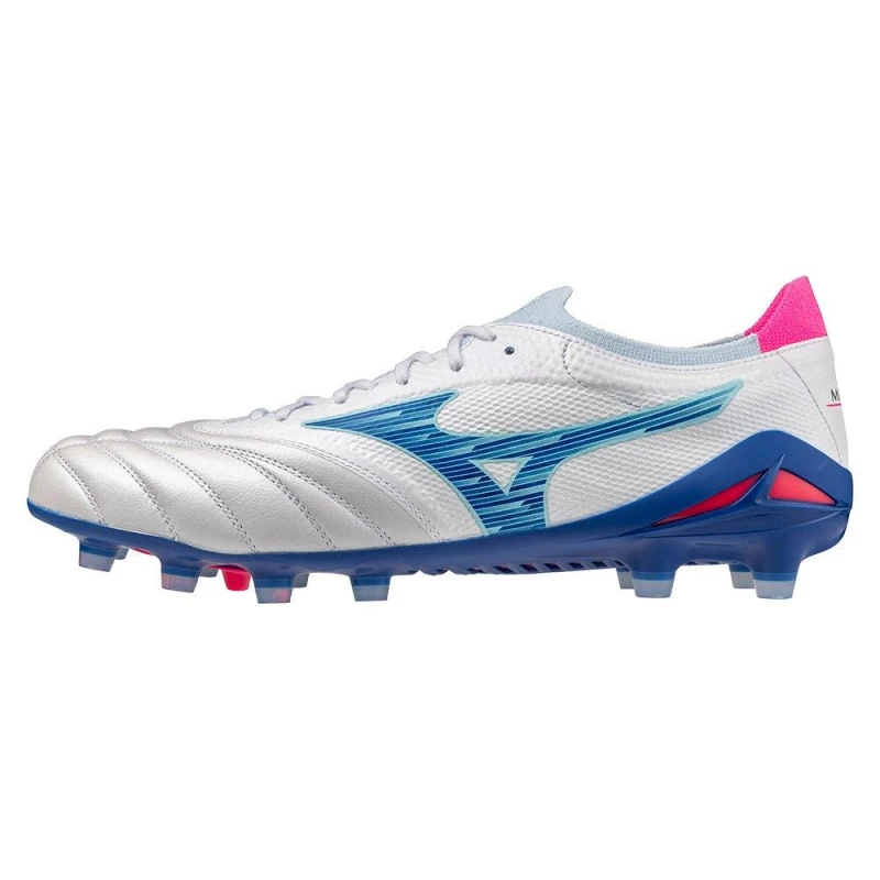 Image of Mizuno Morelia Neo IV Elite Adults Firm Ground Football Boots White/Turq/Pink male 10 (45)