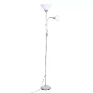 Image of Lisa Floor Lamp 1xE27 with Reading Light 1xE14 Silver
