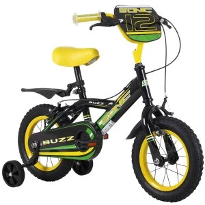 Image of Sonic Buzz 12" Wheel Boys Bicycle Single Speed With Stabilisers And Yellow