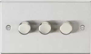 Image of KnightsBridge 3G 2 way 10-200W (5-150W LED) trailing edge dimmer - Square Edge Brushed Chrome