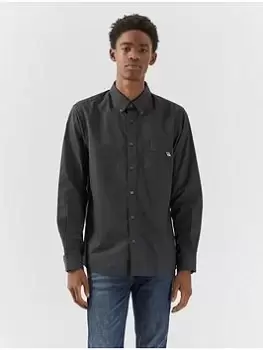 Image of Pretty Green Icon Small Dot Long Sleeve Shirt, Black Size M Men
