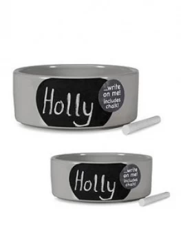 Image of Petface Set Of Two Pet Bowls - Grey Chalkboard