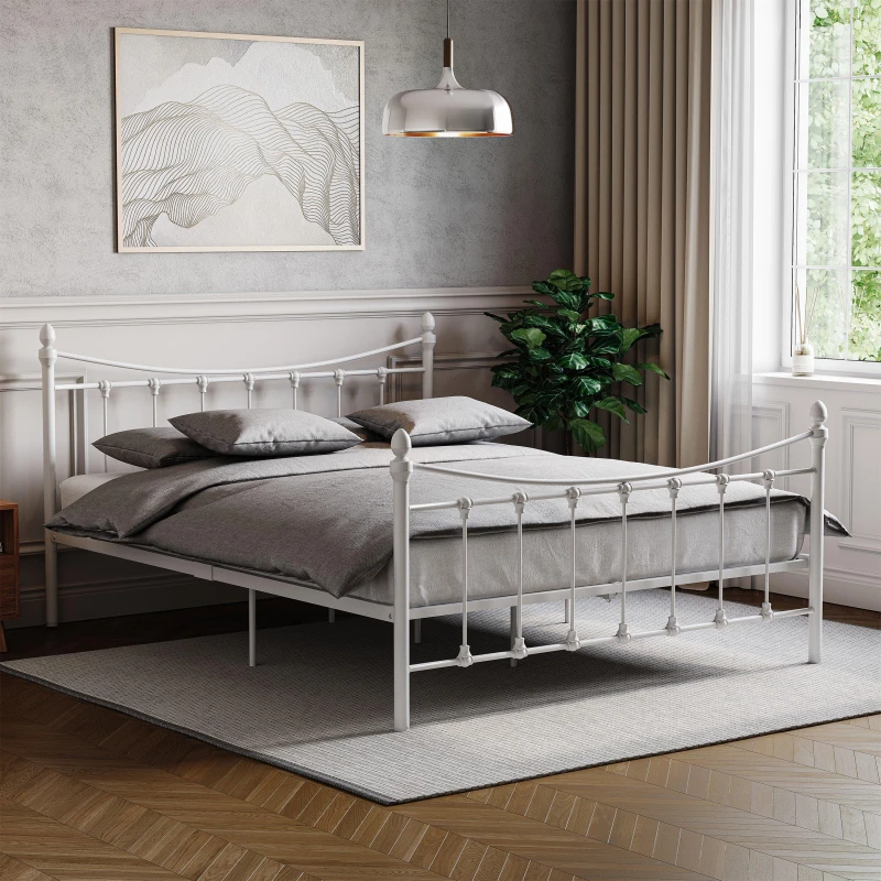 Image of Lassic Vida Designs Paris King Size Metal Bed White unisex King Size