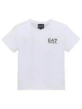 Image of Emporio Armani EA7 Short Sleeve Logo T-Shirt White Size 10 Years Boys