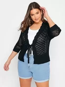 Image of Yours Pointelle Tie Shrug Black, Size 18-20, Women