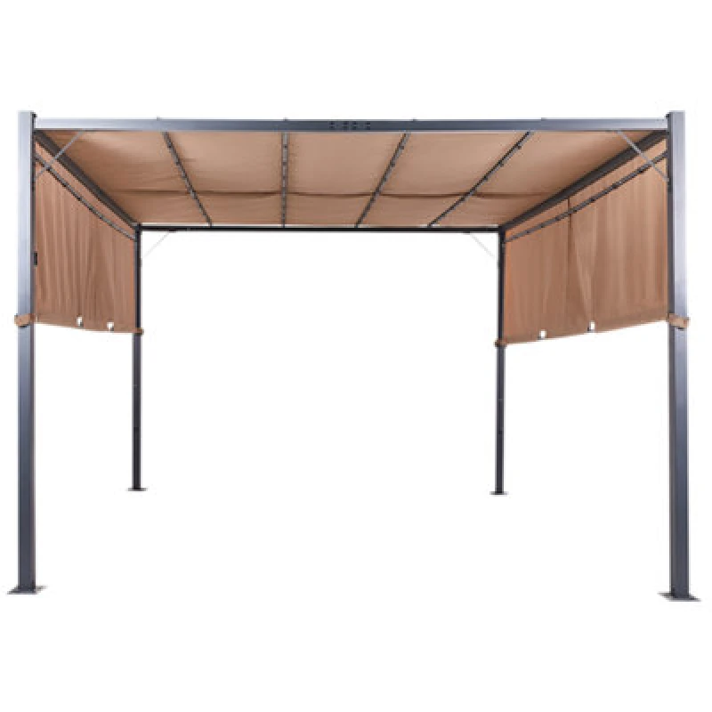 Image of Beliani Gazebo LED Parga Metal 310 Cm 310 Cm Brown