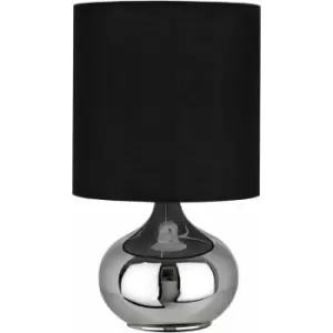 Image of Black Fabric Shade Table Lamp/ Black Shade/ Chrome Spherical Base Stand/ Desk / Reading / Office Lamps With Modern Look 20 x 35 x 20 - Premier
