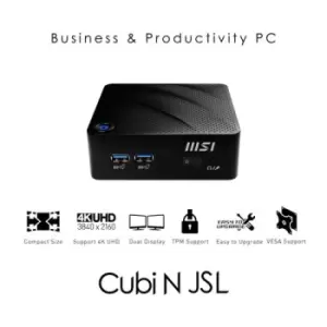 Image of MSI Cubi N JSL Intel Pentium-N6000 Barebone Mini-PC SFF USB 3.2 Gen2 HDMI VGA LAN WiFi BT VESA
