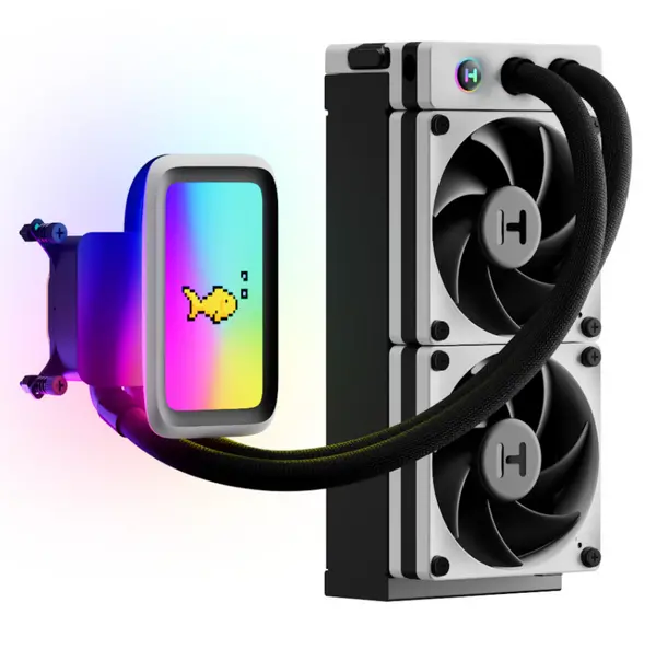 Image of HYTE THICC Q60 240mm AMD Intel AIO Liquid CPU Cooler - White / Black - FAN-HYTE-Q60-BW