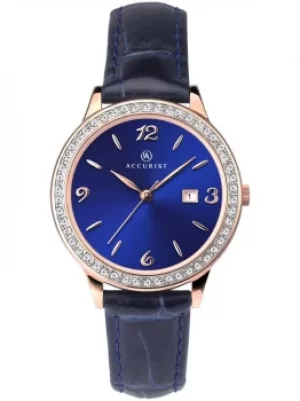 Image of Accurist Ladies Blue Leather Strap Watch 8063