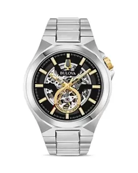 Image of Bulova Maquina Silver-Tone Link Bracelet Automatic Watch, 46mm