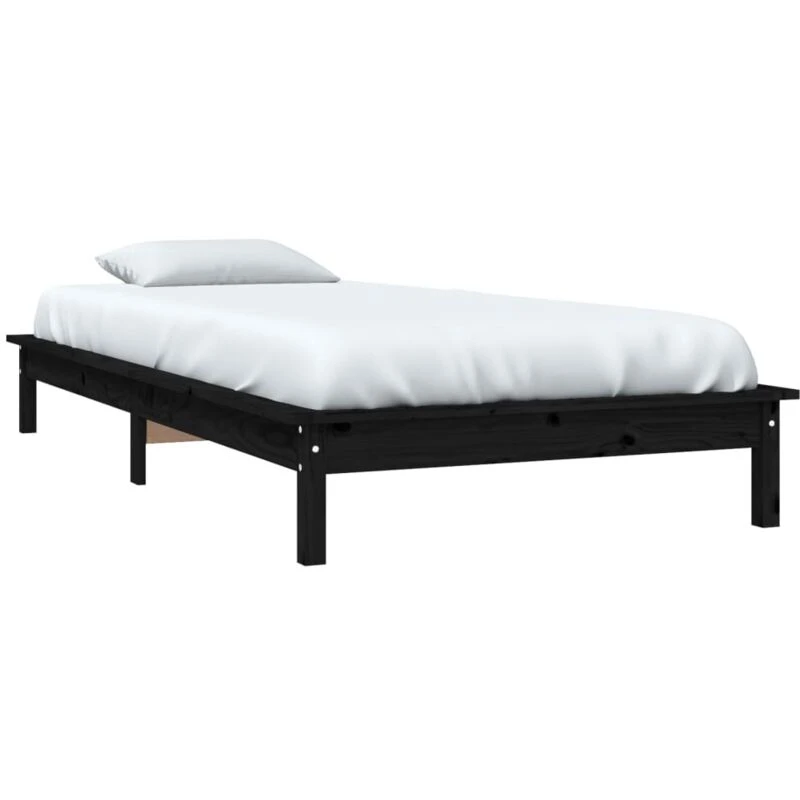 Image of VIDAXL Bed Frame without Mattress Black Single Solid Wood Vidaxl 8720287134633