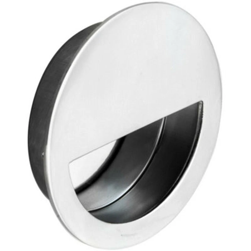 Image of Loops Circular Low Profile Recessed Flush Pull 90mm Diameter Bright Stainless Steel Metallics unisex