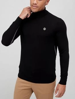 Image of Ted Baker Knitted Roll Neck Jumper - Black, Size 2, Men