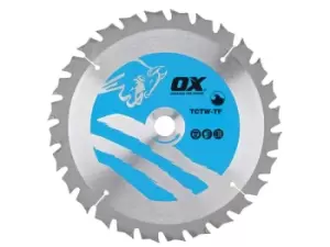 Image of OX Tools OX-TCTW-TF-1651624 OX Wood Cutting Thin Kerf Circular Saw Blade 165mm x 16 x 24T ATB