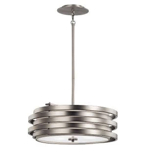 Image of 3 Light Ceiling Round Pendant Brushed Nickel, E27