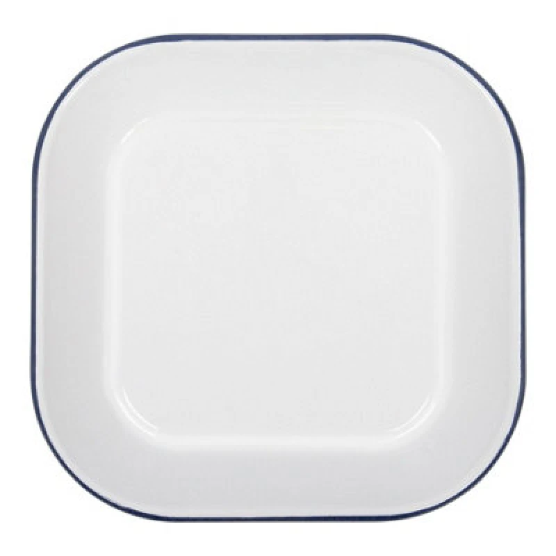 Image of Argon Tableware White Square Enamel Baking Tray - 24.5Cm X 24.5Cm - Blue
