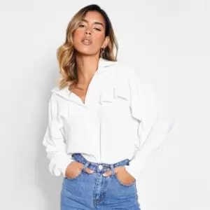 Image of I Saw It First Woven Frill Front Button up Shirt - White