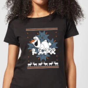 Image of Disney Frozen Olaf and Snowmen Womens Christmas T-Shirt - Black - M