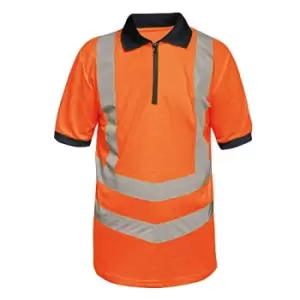 Image of Regatta Mens Hi Vis Pro Reflective Work Polo Shirt (S) (Orange/Navy)