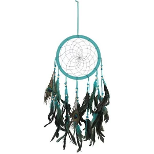 Image of Turquoise Peacock Feather Dreamcatcher
