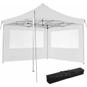 Image of Gazebo collapsible 3x3 m with 2 Sides - Olivia - garden gazebo, gazebo with sides, camping gazebo - white - white