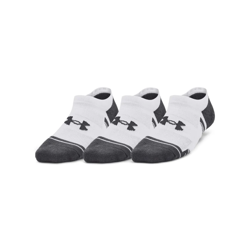 Image of Under Armour white & grey kids no show socks 3 pack White & grey UK 13-4