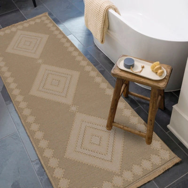 Image of Livabliss Cottage Tan/light Beige Machine Washable Jute Keyuri Runner Rug 79 X 220 Cm - Easy Care, Ideal For Hallway Or Beside The Bed
