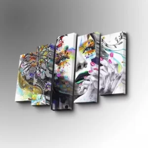 Image of 5PABSWC-01 Multicolor Decorative Canvas Painting (5 Pieces)