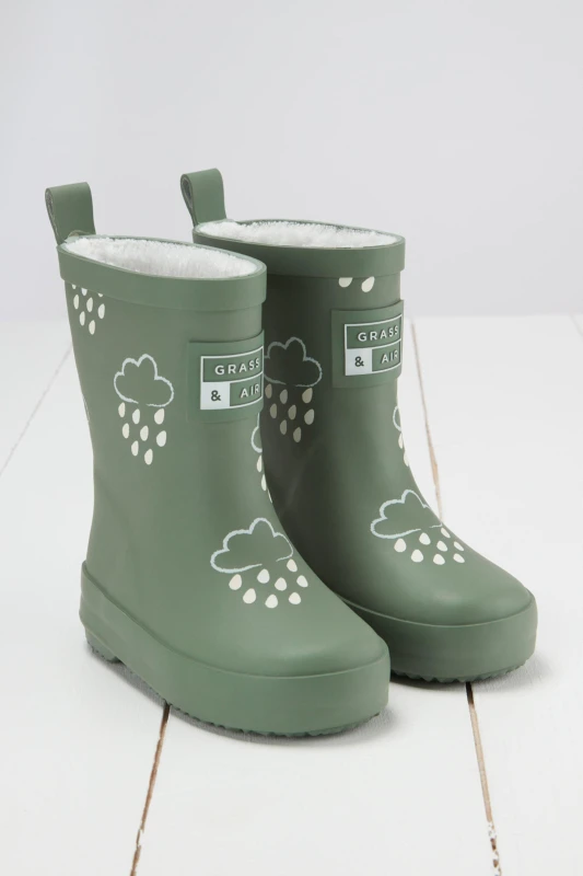 Image of Grass & Air Colour-Changing Wellies in Khaki Size: Infant 9 Khaki Unisex Infant 9
