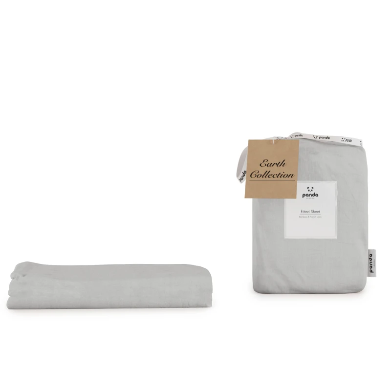 Image of Panda London Panda Bamboo & French Linen Fitted Sheet Mid Grey
