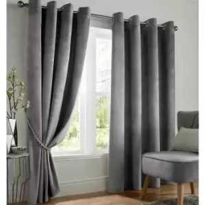 Image of Blackout Curtains Eyelet Ring Top, Polyester Velvet, Silver 46 x 54 - Silver - Alan Symonds