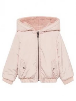 Image of Mango Baby Girls Hooded Jacket - Light Pink