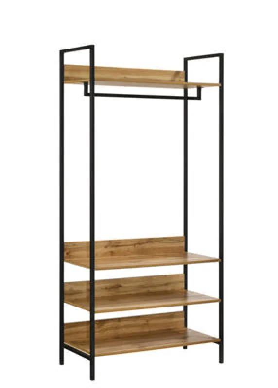 Image of Timber Art Design Zahra Bedroom Double Open Wardrobe 4 Shelves Furniture Storage Cupboard