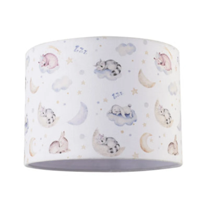 Image of Happy Homewares Fun And Cosy Baby Velvet Lamp Shade With Stars Clouds And Animals