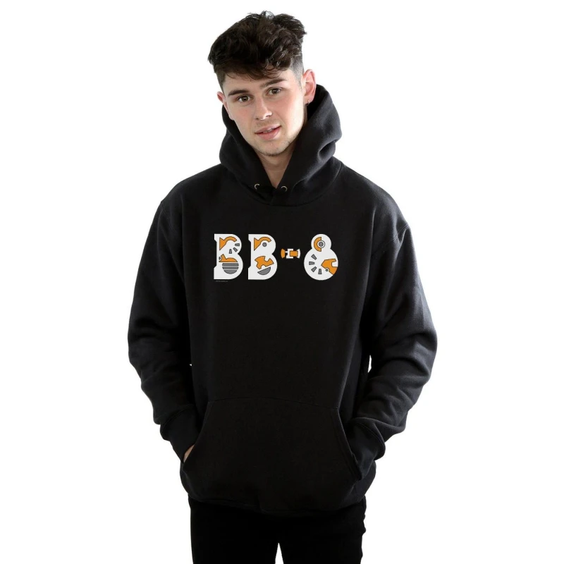 Image of Star Wars Star Wars Men The Rise Of Skywalker BB-8 Text Logo Hoodie in Black Size: Small Black S Male 5059400572933