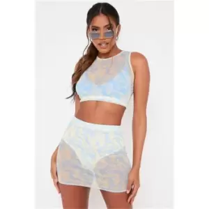 Image of I Saw It First Blue Tie Dye Mesh Mini Skirt - Blue